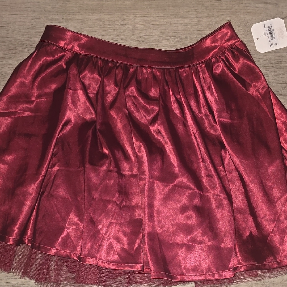 ⭐️Altar'd State Rich Red Satin Skater Skirt
